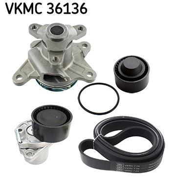 Bomba de agua + kit de correa poli V (Bomba de agua +  kit correas de accesorios) SKF ref. VKMC 36136